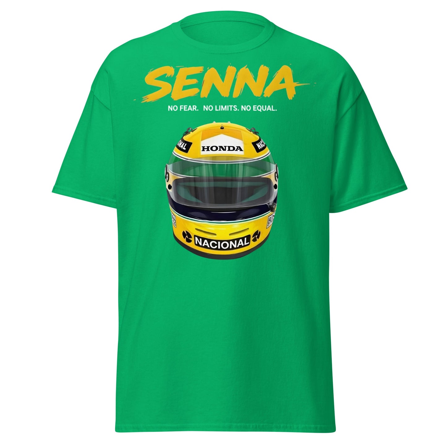 Ayrton Senna Racing Helmet Tribute T-Shirt - F1 Legend Tee - Irish Green - T-Shirts Online