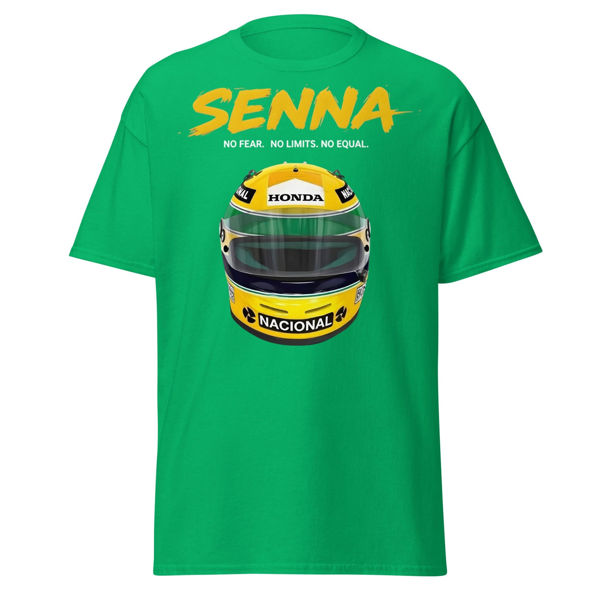 Ayrton Senna Racing Helmet Tribute T-Shirt - F1 Legend Tee - Irish Green - T-Shirts Online