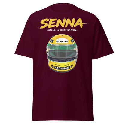 Ayrton Senna Racing Helmet Tribute T-Shirt - F1 Legend Tee - Maroon - T-Shirts Online