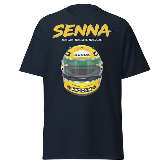 Ayrton Senna Racing Helmet Tribute T-Shirt - F1 Legend Tee - Navy - T-Shirts Online