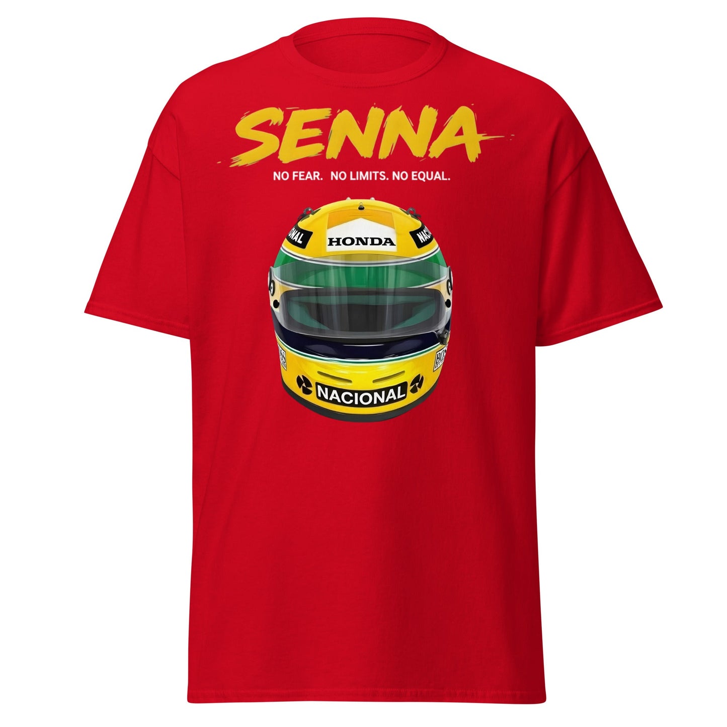 Ayrton Senna Racing Helmet Tribute T-Shirt - F1 Legend Tee - Red - T-Shirts Online