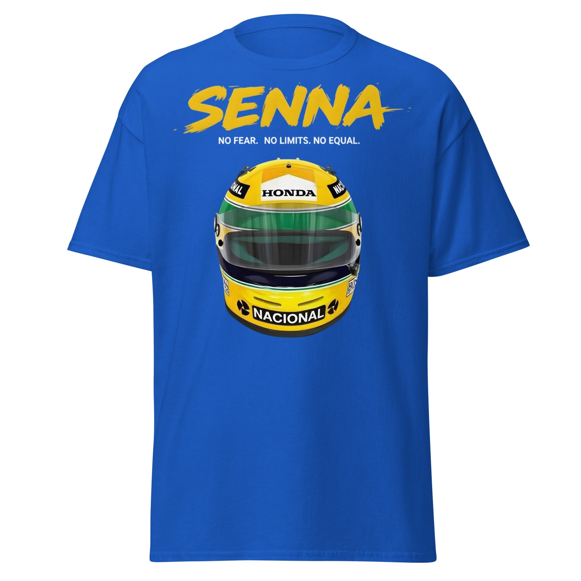 Ayrton Senna Racing Helmet Tribute T-Shirt - F1 Legend Tee - Royal - T-Shirts Online