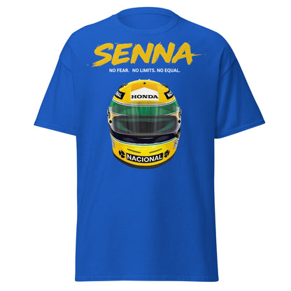 Ayrton Senna Racing Helmet Tribute T-Shirt - F1 Legend Tee - Royal - T-Shirts Online