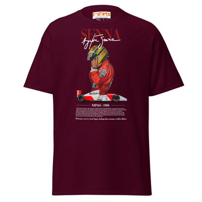 Ayrton Senna T-Shirt | MP4/4 1988 F1 Tribute Tee - Maroon - T-Shirts Online