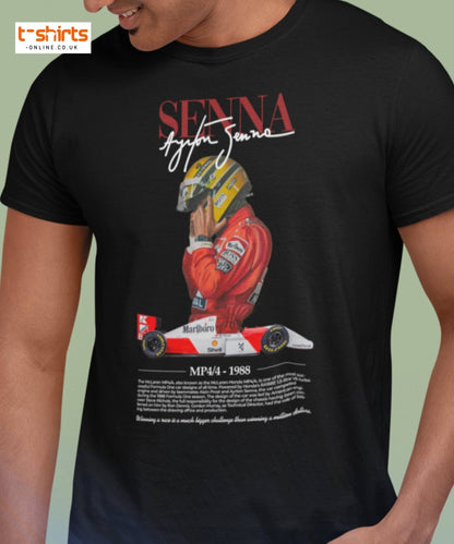 Ayrton Senna T-Shirt | MP4/4 1988 F1 Tribute Tee - Maroon - T-Shirts Online
