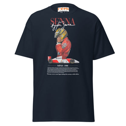 Ayrton Senna T-Shirt | MP4/4 1988 F1 Tribute Tee - Navy - T-Shirts Online