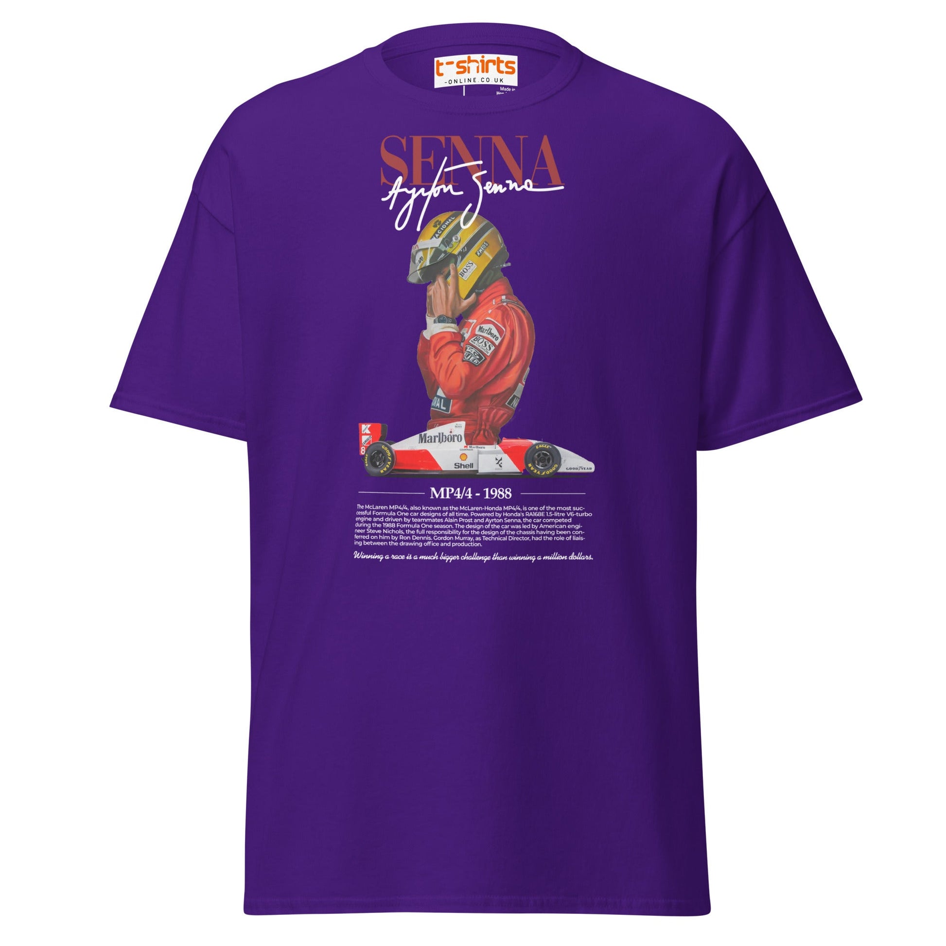 Ayrton Senna T-Shirt | MP4/4 1988 F1 Tribute Tee - Purple - T-Shirts Online