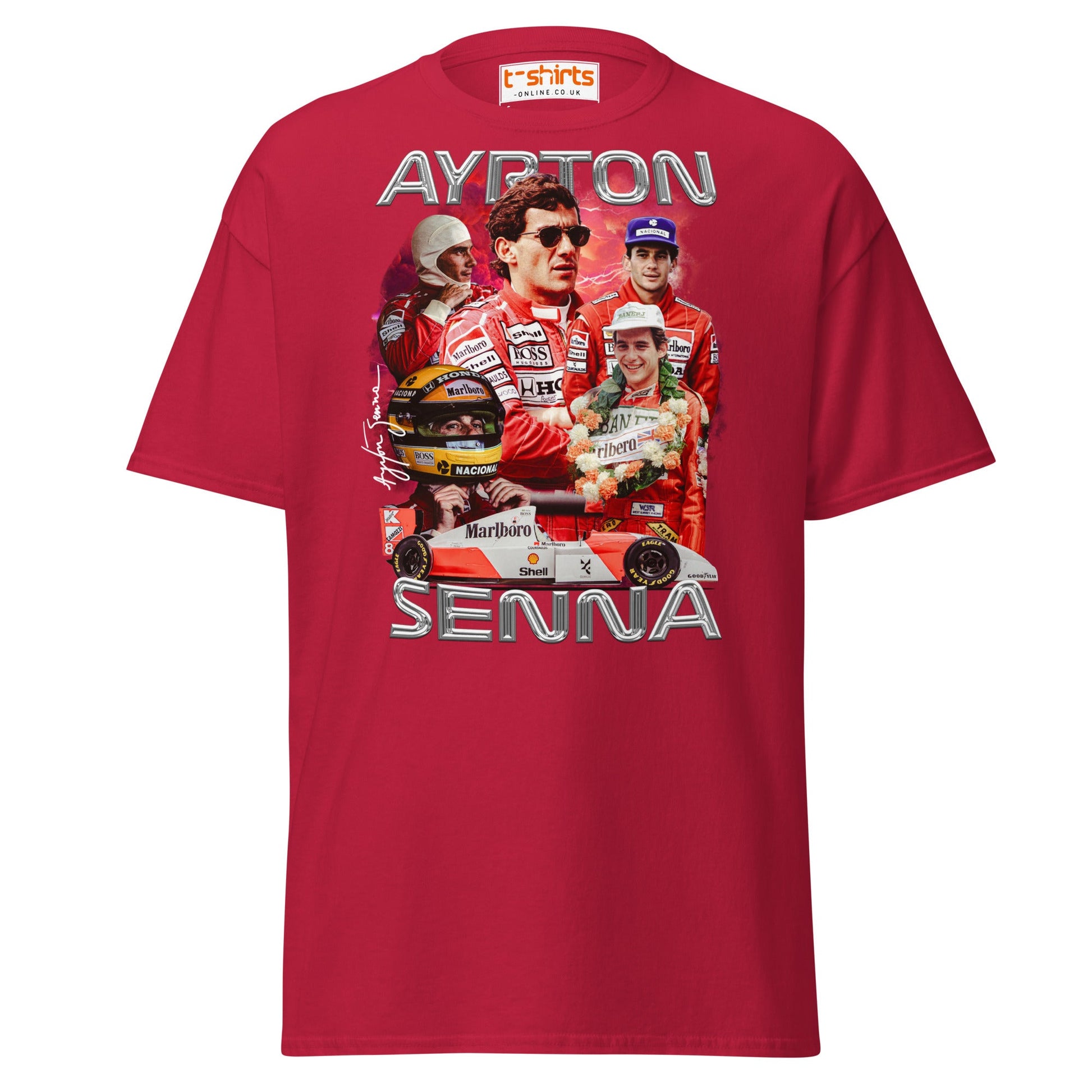 Ayrton Senna Tribute T-Shirt | Legendary F1 Racer Tee - Cardinal - T-Shirts Online