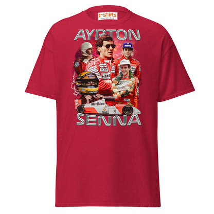 Ayrton Senna Tribute T-Shirt | Legendary F1 Racer Tee - Cardinal - T-Shirts Online