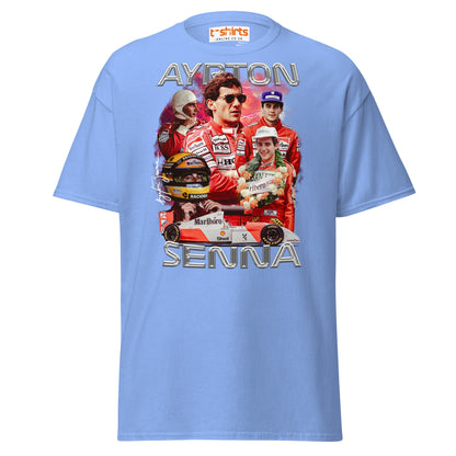 Ayrton Senna Tribute T-Shirt | Legendary F1 Racer Tee - Carolina Blue - T-Shirts Online