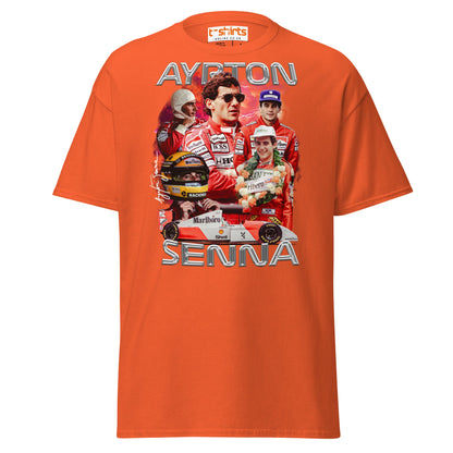 Ayrton Senna Tribute T-Shirt | Legendary F1 Racer Tee - Orange - T-Shirts Online