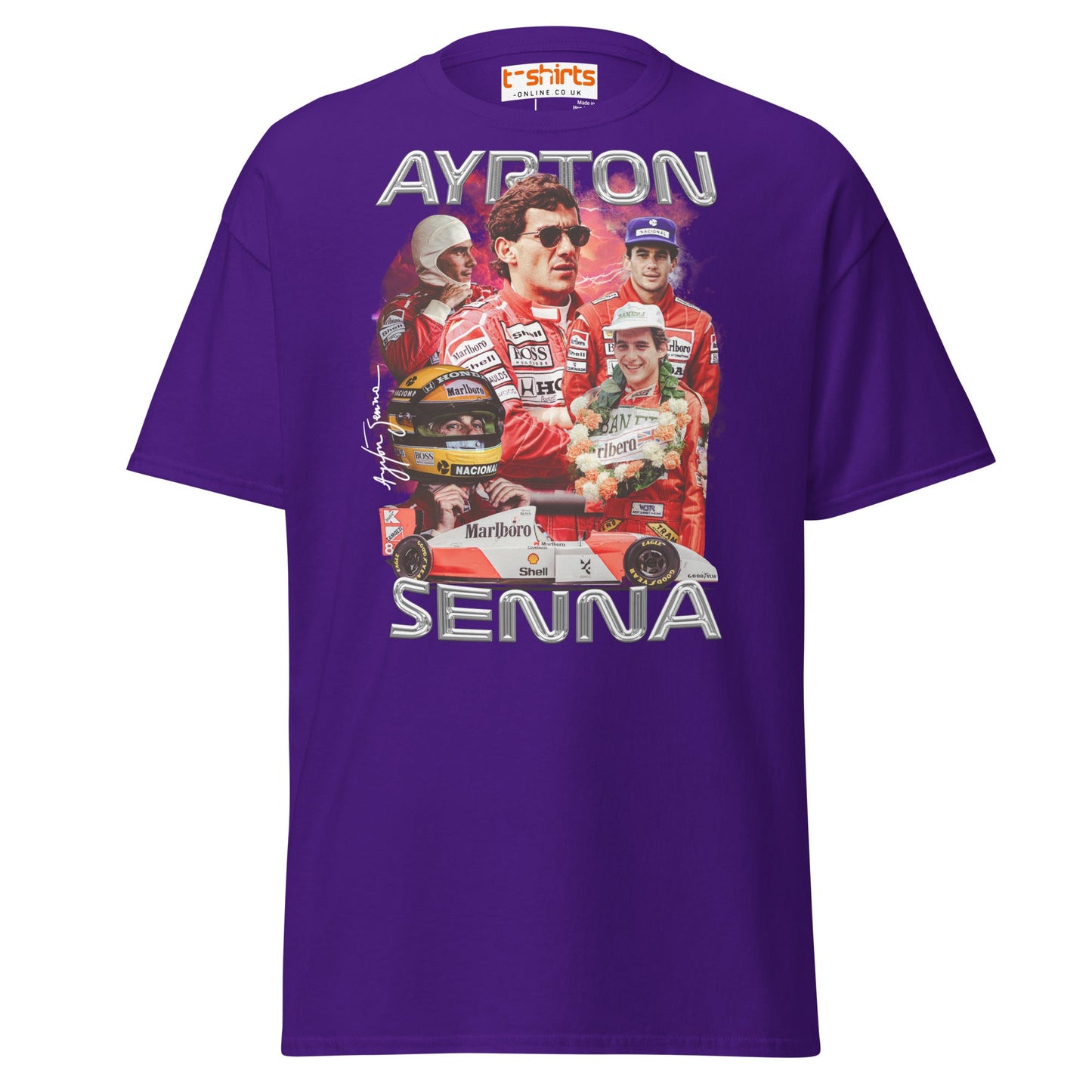 Ayrton Senna Tribute T-Shirt | Legendary F1 Racer Tee - Purple - T-Shirts Online