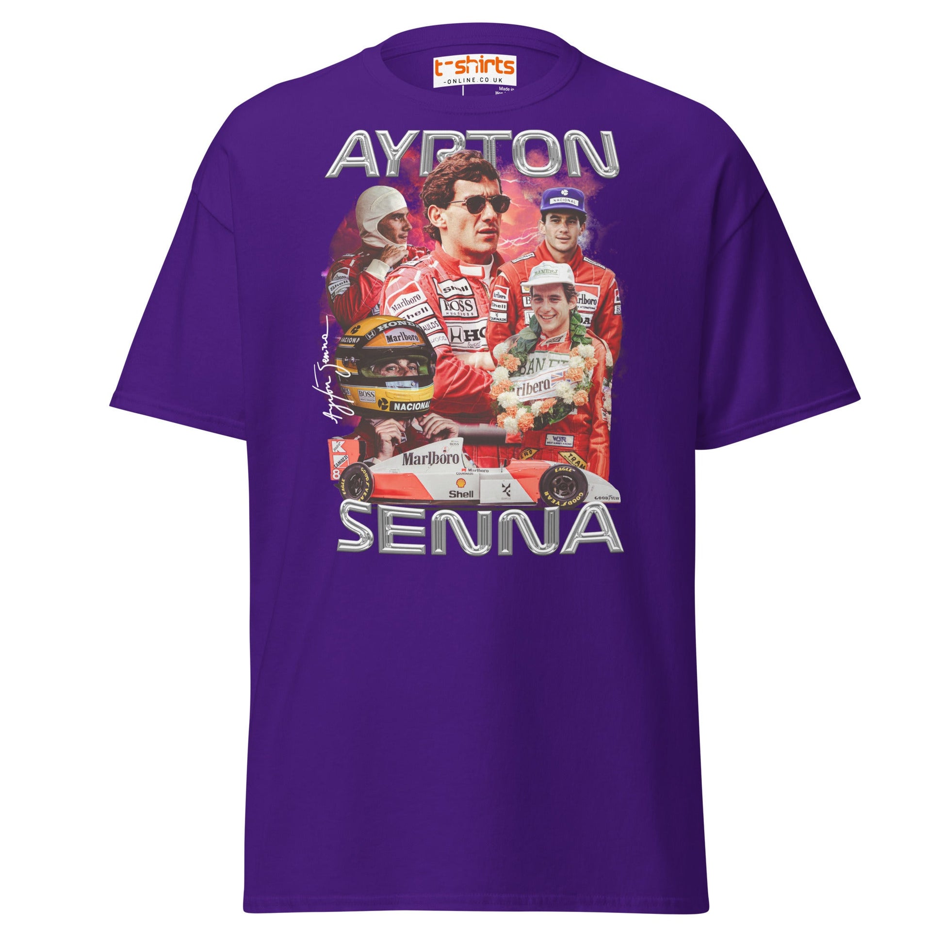 Ayrton Senna Tribute T-Shirt | Legendary F1 Racer Tee - Purple - T-Shirts Online
