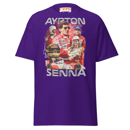 Ayrton Senna Tribute T-Shirt | Legendary F1 Racer Tee - Purple - T-Shirts Online
