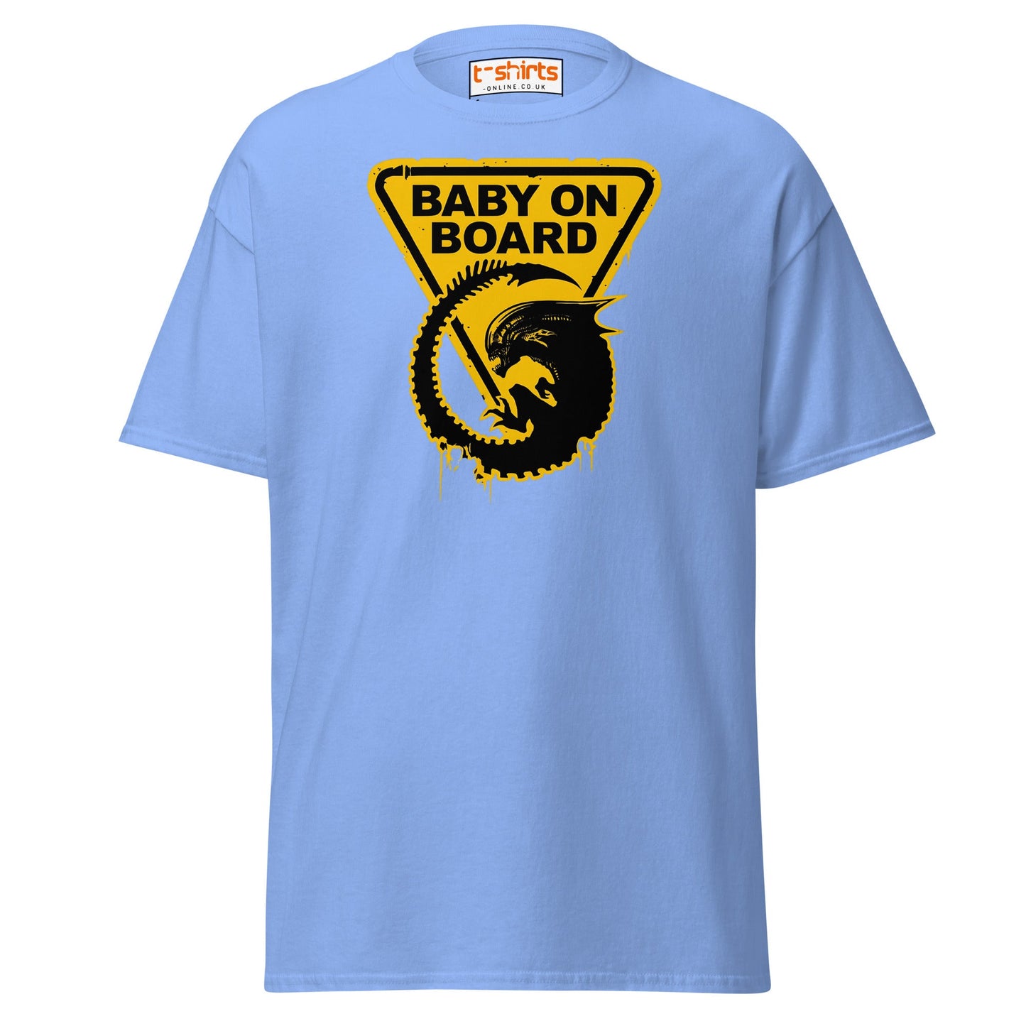 Baby On Board T-Shirt – Funny Alien Parody Graphic Tee - Carolina Blue - T-Shirts Online