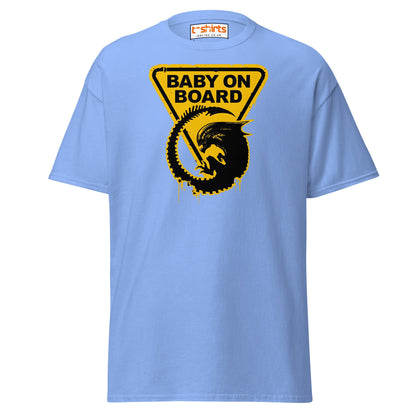 Baby On Board T-Shirt – Funny Alien Parody Graphic Tee - Carolina Blue - T-Shirts Online