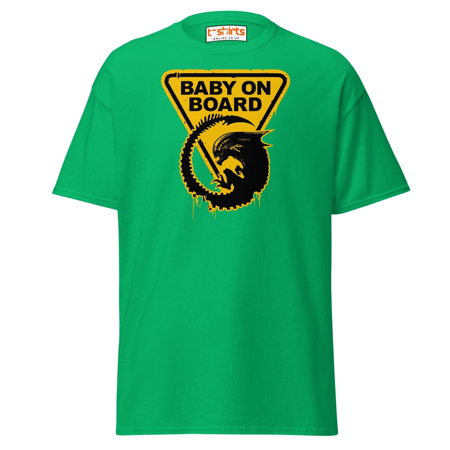 Baby On Board T-Shirt – Funny Alien Parody Graphic Tee - Irish Green - T-Shirts Online