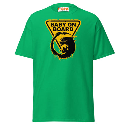 Baby On Board T-Shirt – Funny Alien Parody Graphic Tee - Irish Green - T-Shirts Online