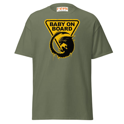 Baby On Board T-Shirt – Funny Alien Parody Graphic Tee - Military Green - T-Shirts Online