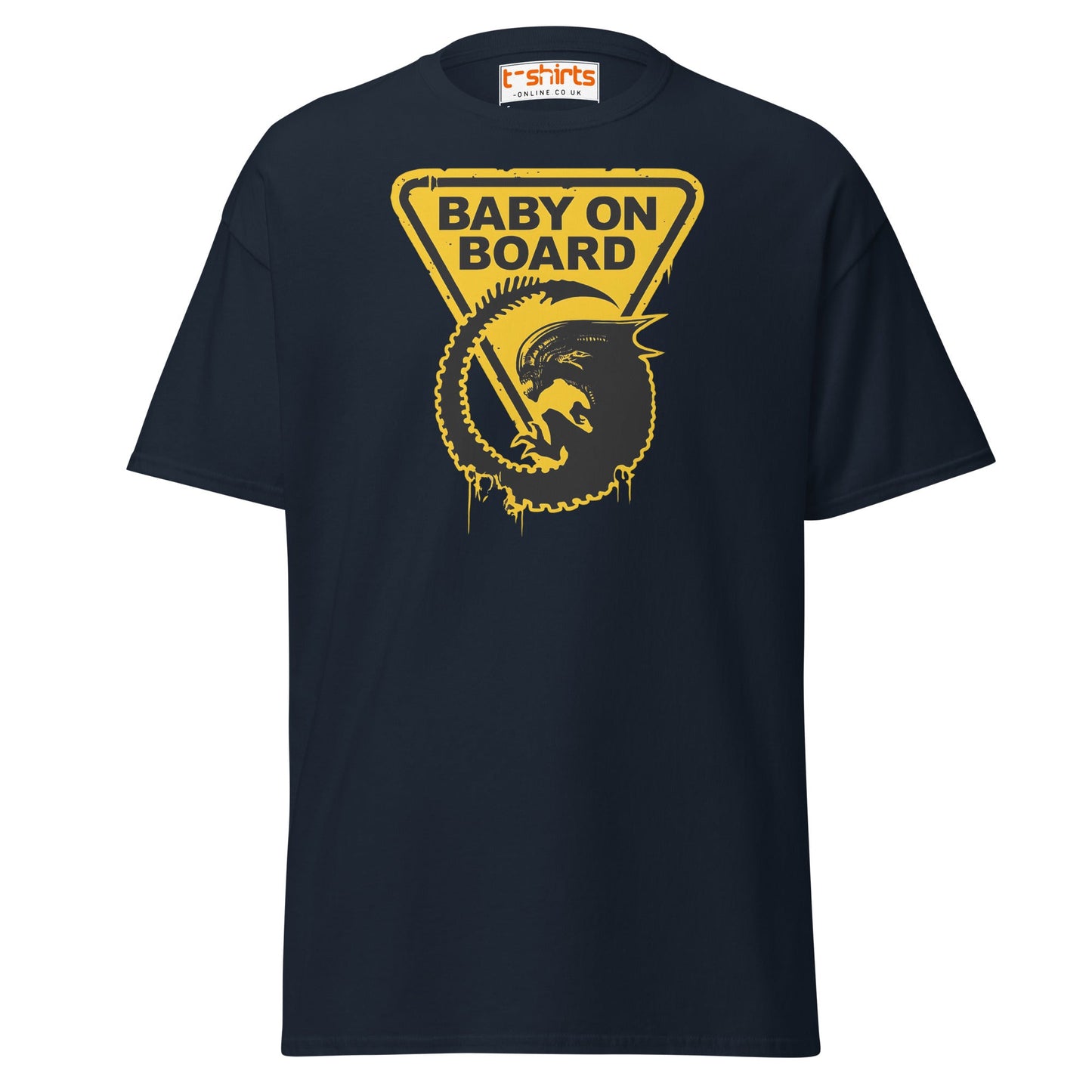 Baby On Board T-Shirt – Funny Alien Parody Graphic Tee - Navy - T-Shirts Online