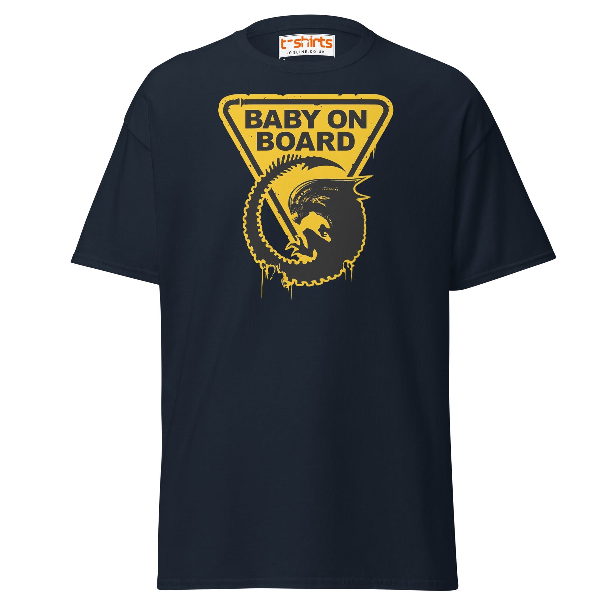 Baby On Board T-Shirt – Funny Alien Parody Graphic Tee - Navy - T-Shirts Online
