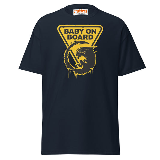Baby On Board T-Shirt – Funny Alien Parody Graphic Tee - Navy - T-Shirts Online