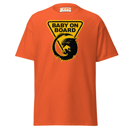 Baby On Board T-Shirt – Funny Alien Parody Graphic Tee - Orange - T-Shirts Online