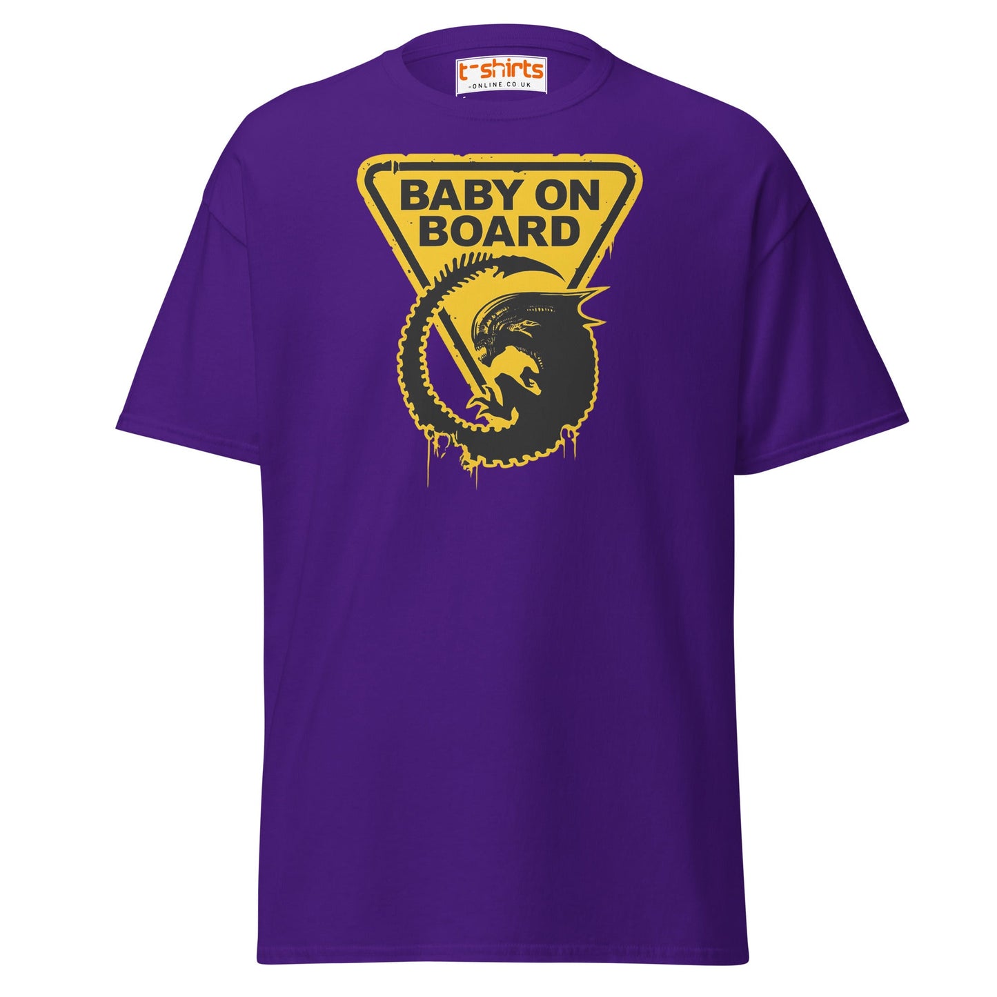 Baby On Board T-Shirt – Funny Alien Parody Graphic Tee - Purple - T-Shirts Online
