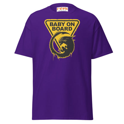 Baby On Board T-Shirt – Funny Alien Parody Graphic Tee - Purple - T-Shirts Online