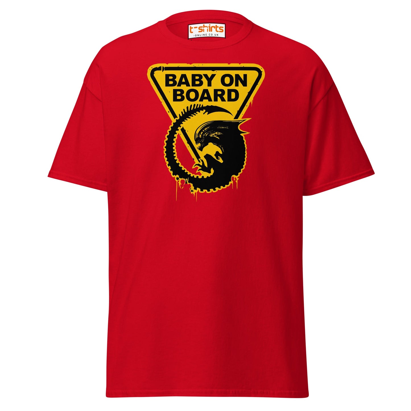 Baby On Board T-Shirt – Funny Alien Parody Graphic Tee - Red - T-Shirts Online