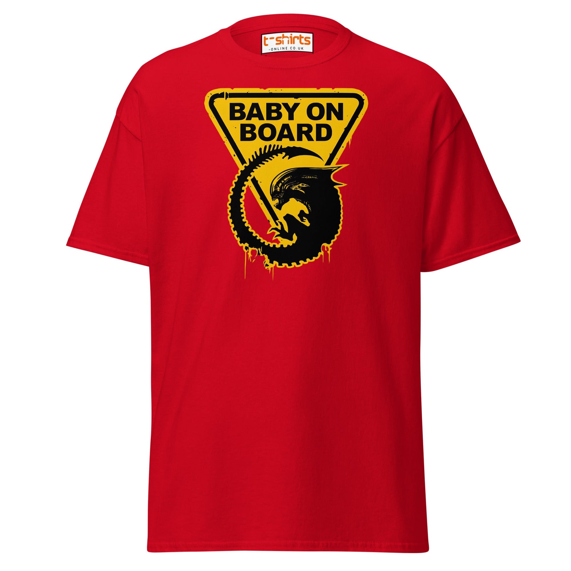 Baby On Board T-Shirt – Funny Alien Parody Graphic Tee - Red - T-Shirts Online