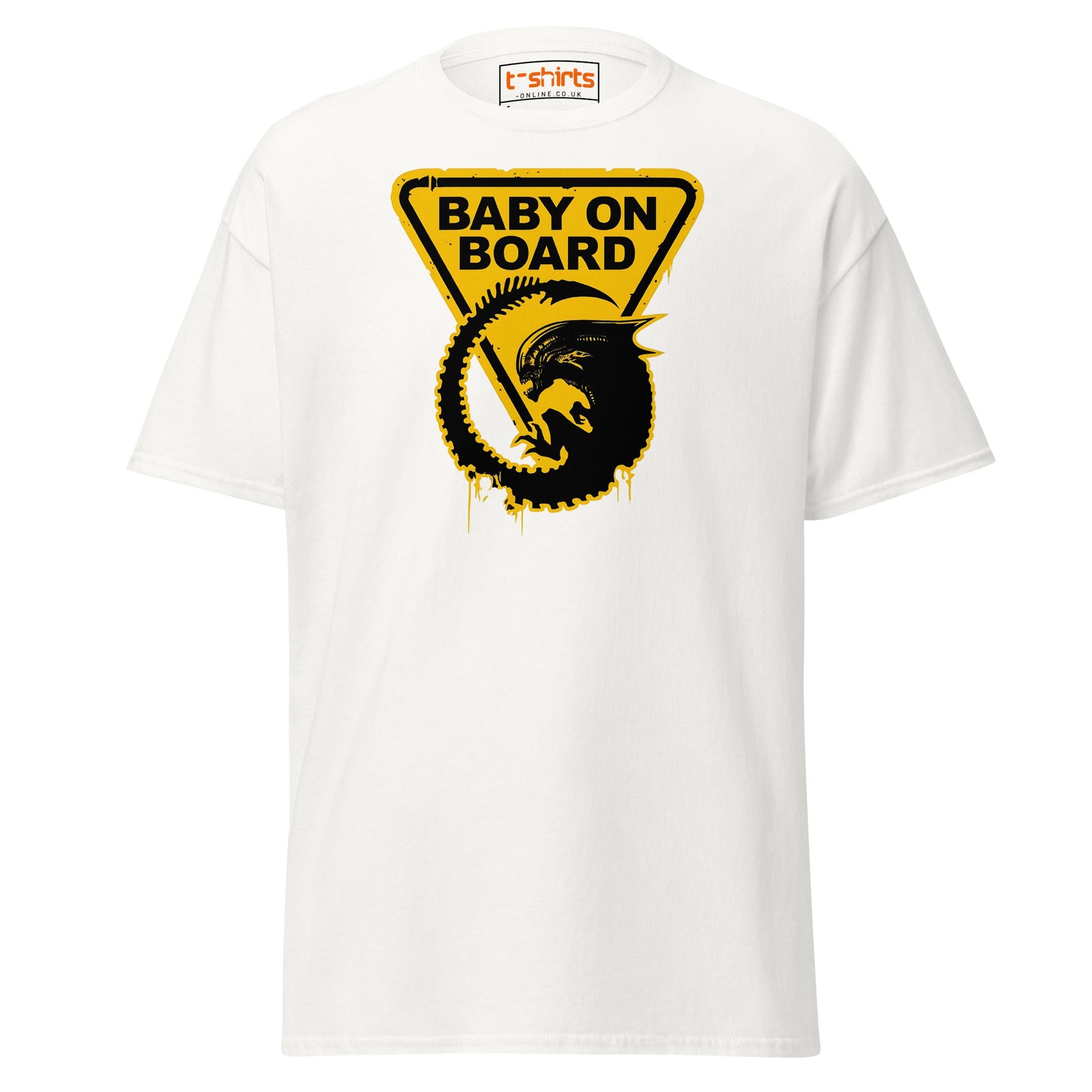 Baby On Board T-Shirt – Funny Alien Parody Graphic Tee - White - T-Shirts Online