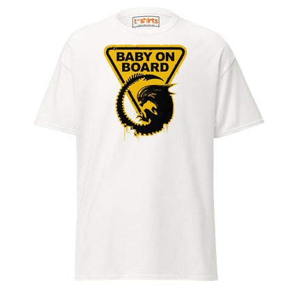 Baby On Board T-Shirt – Funny Alien Parody Graphic Tee - White - T-Shirts Online