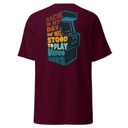 Back in My Day T-Shirt | Retro Gamer Arcade Tee - Maroon - T-Shirts Online