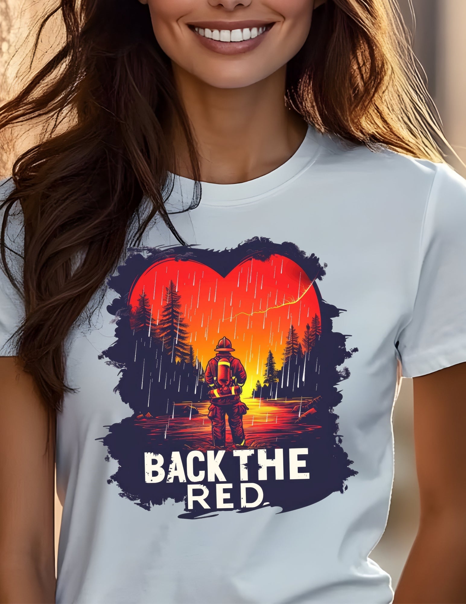 Back the Red T-Shirt | Fireman Tee - Black - T-Shirts Online