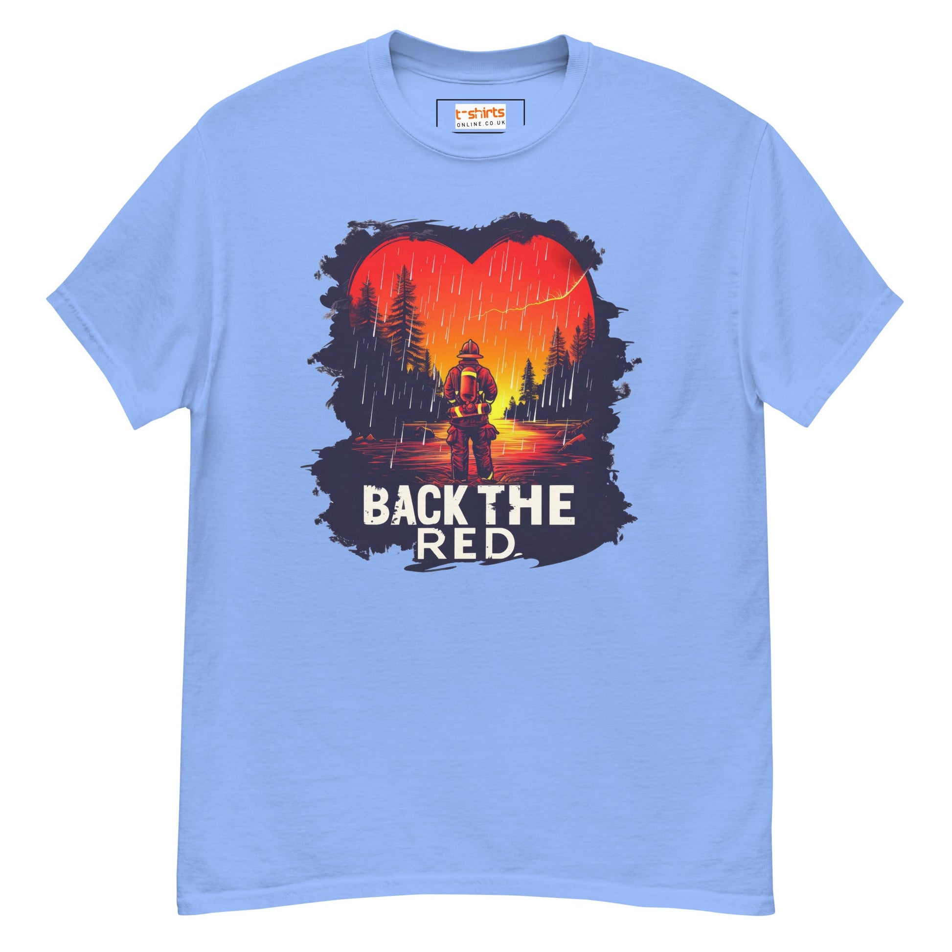 Back the Red T-Shirt | Fireman Tee - Carolina Blue - T-Shirts Online