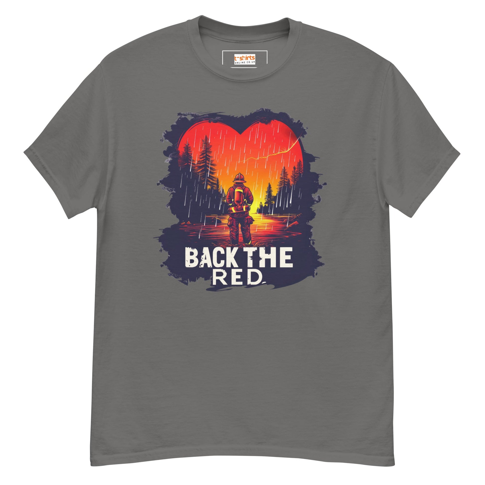 Back the Red T-Shirt | Fireman Tee - Charcoal - T-Shirts Online