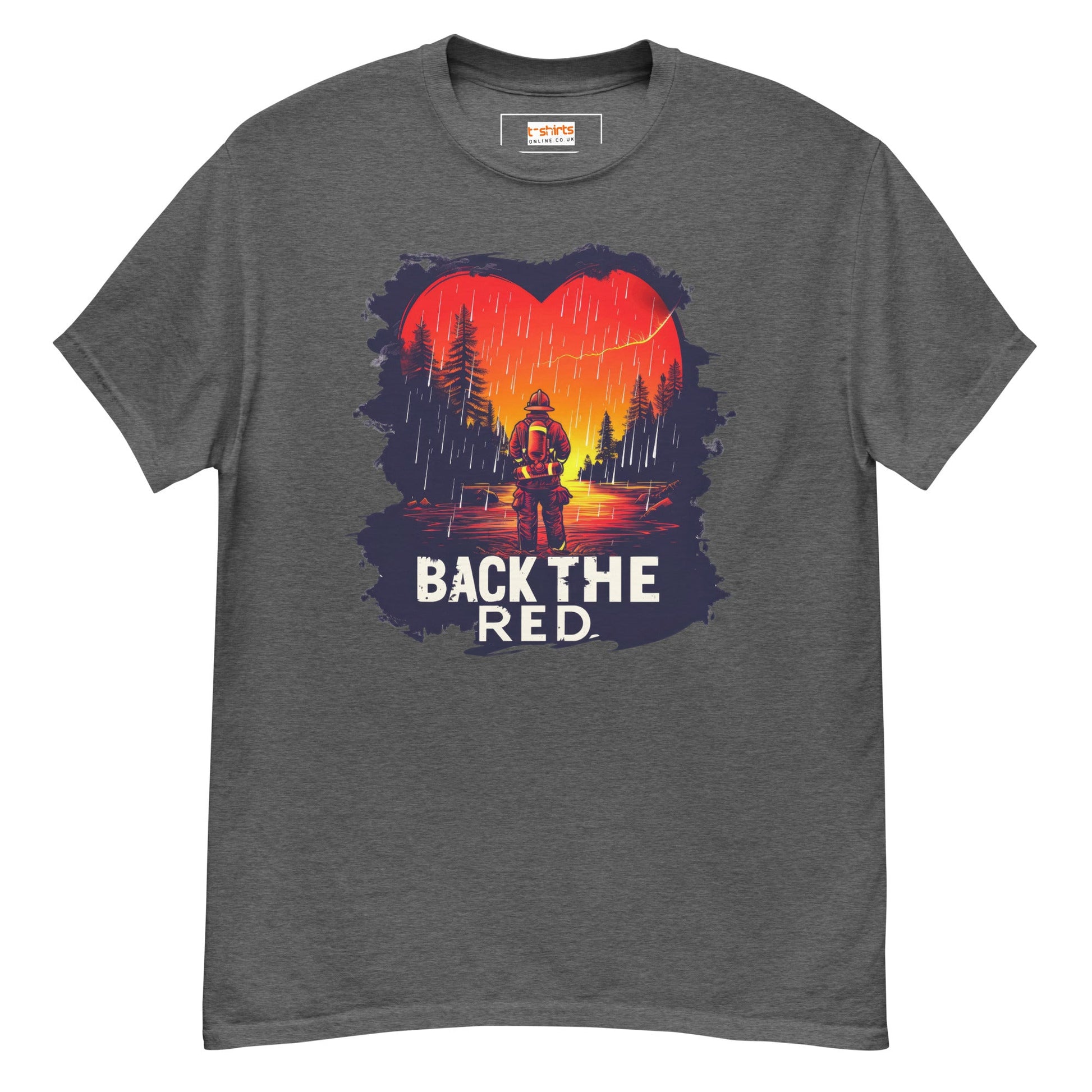 Back the Red T-Shirt | Fireman Tee - Dark Heather - T-Shirts Online