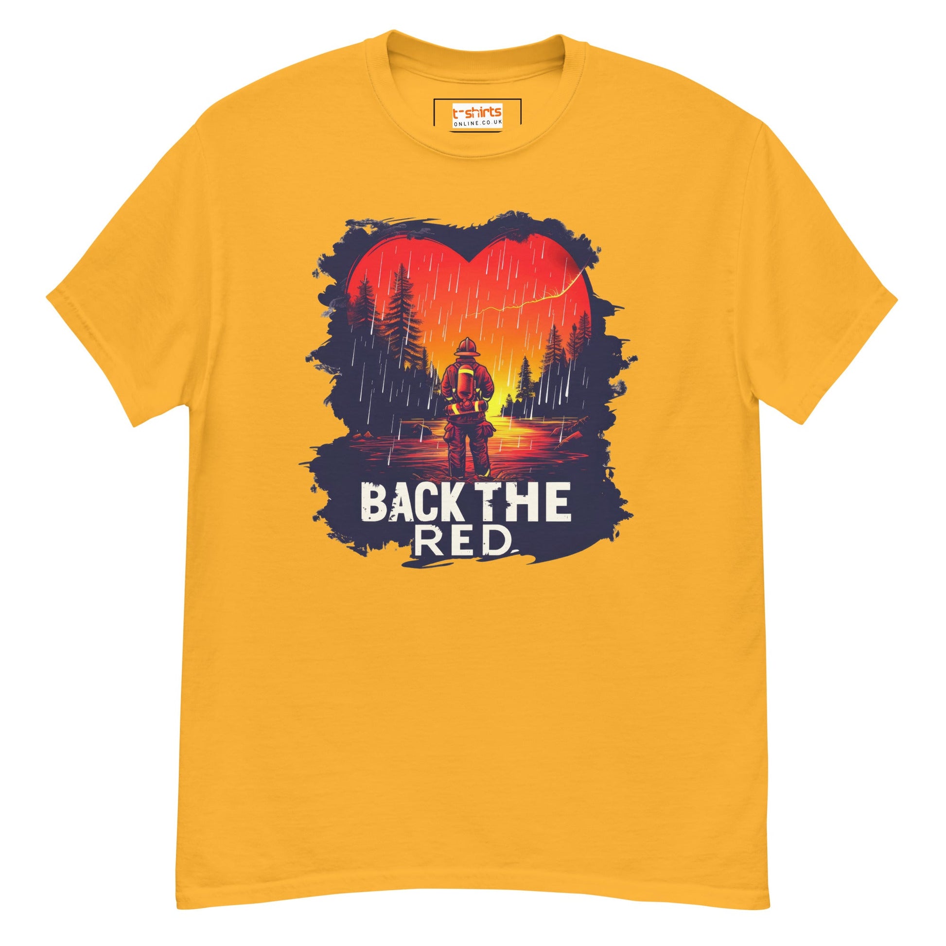 Back the Red T-Shirt | Fireman Tee - Gold - T-Shirts Online