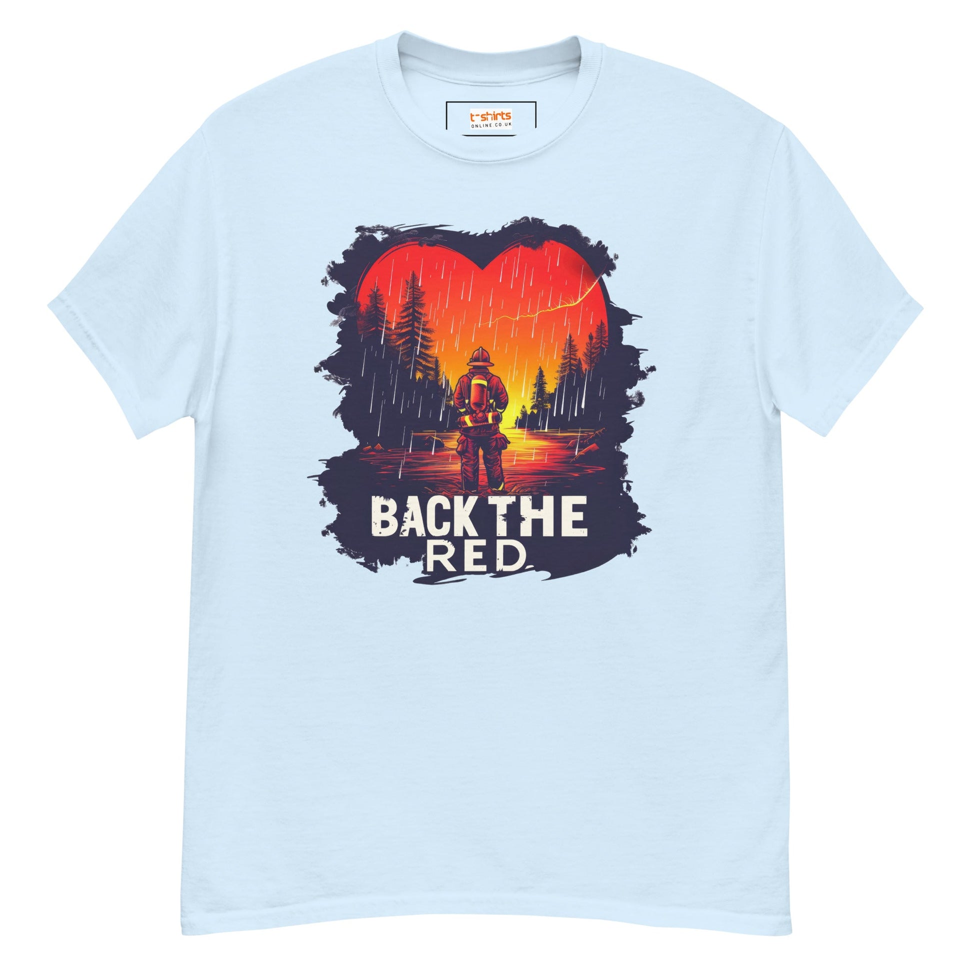 Back the Red T-Shirt | Fireman Tee - Light Blue - T-Shirts Online