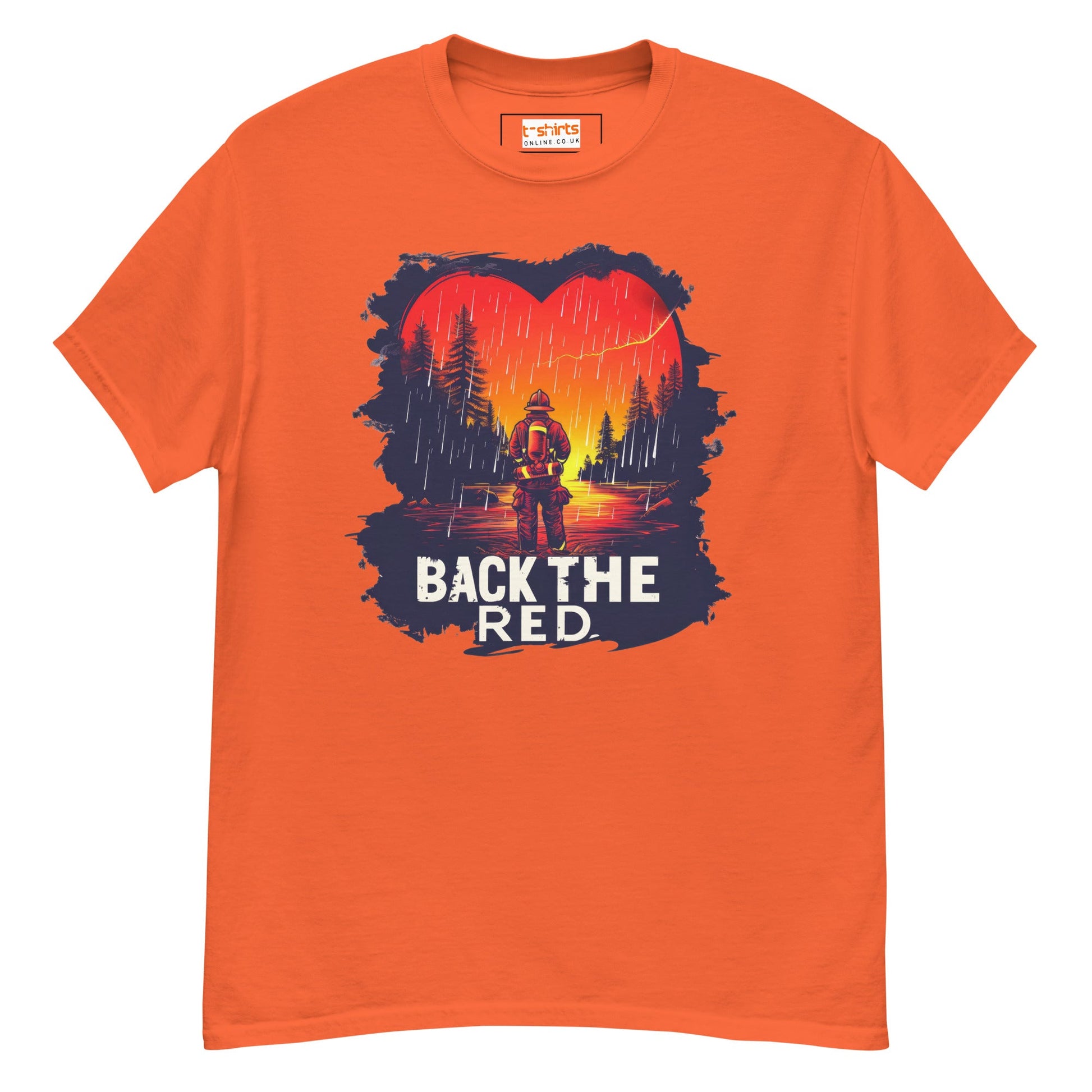 Back the Red T-Shirt | Fireman Tee - Orange - T-Shirts Online