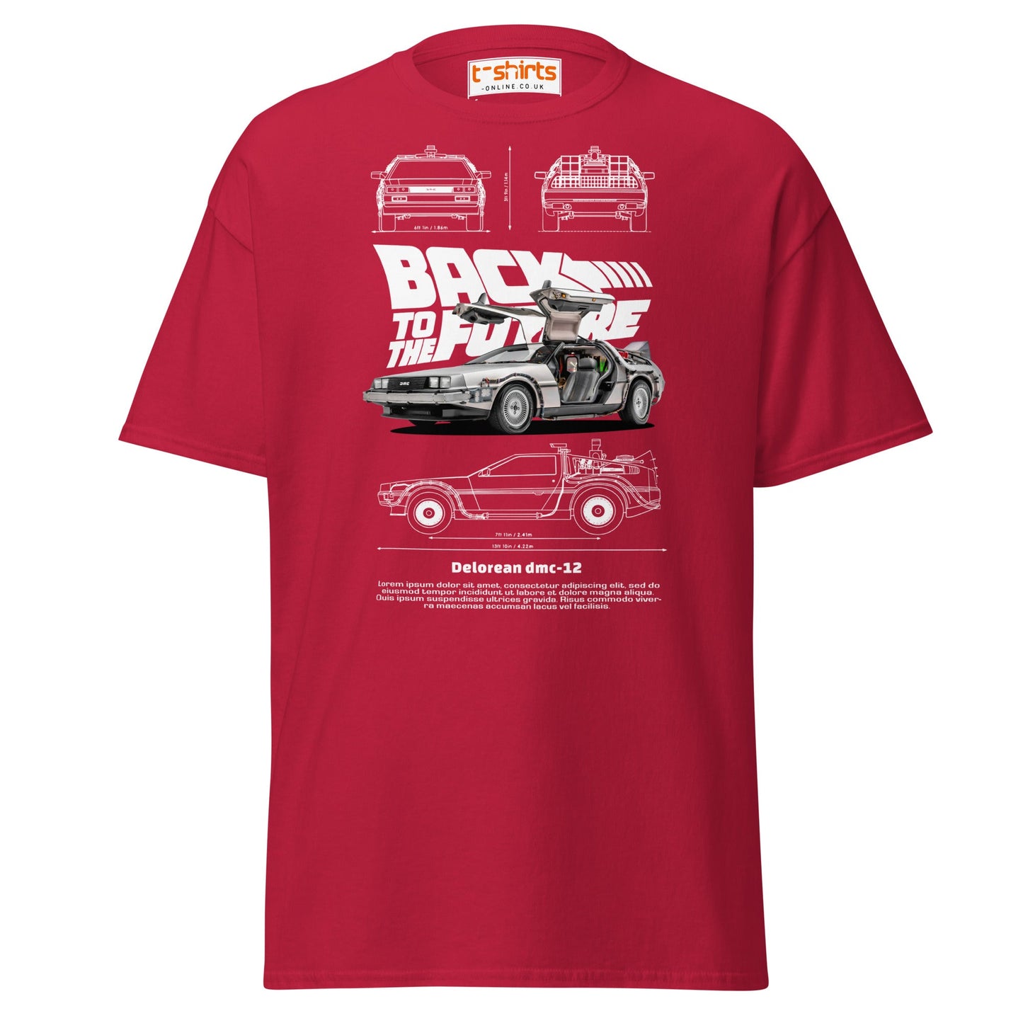Back to the Future Delorean T-Shirt | Retro Car Tee - Cardinal - T-Shirts Online
