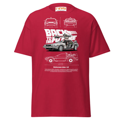 Back to the Future Delorean T-Shirt | Retro Car Tee - Cardinal - T-Shirts Online