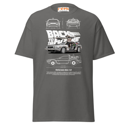 Back to the Future Delorean T-Shirt | Retro Car Tee - Charcoal - T-Shirts Online