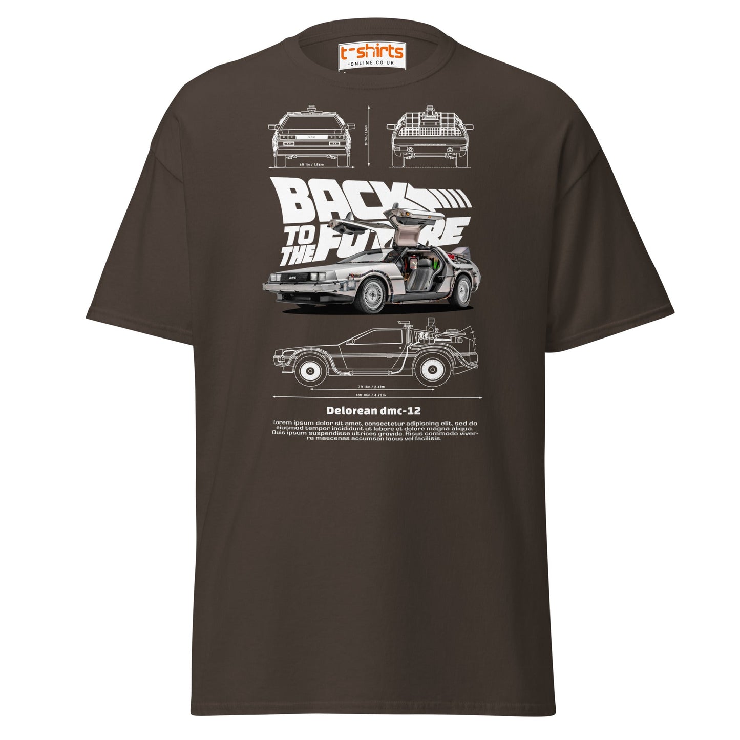 Back to the Future Delorean T-Shirt | Retro Car Tee - Dark Chocolate - T-Shirts Online