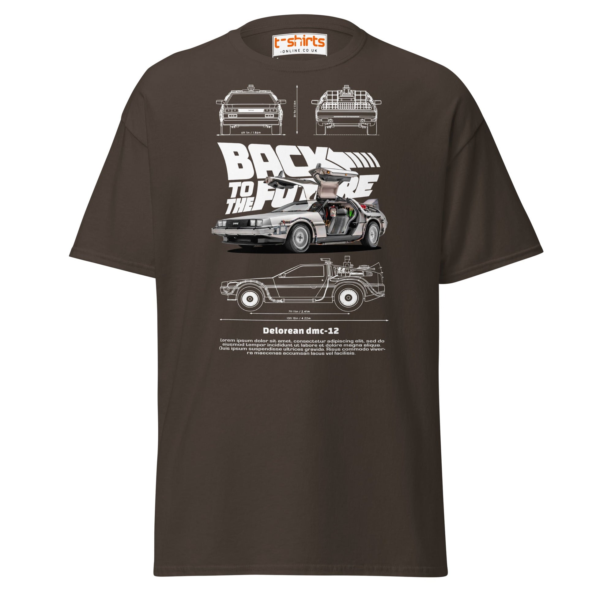 Back to the Future Delorean T-Shirt | Retro Car Tee - Dark Chocolate - T-Shirts Online