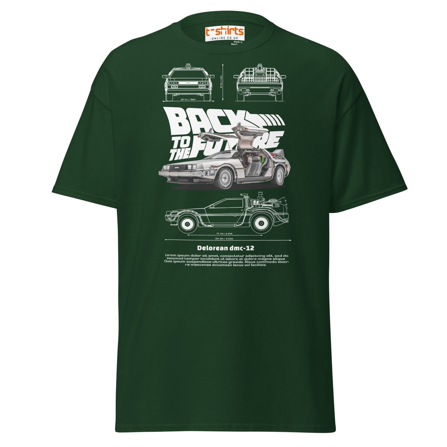 Back to the Future Delorean T-Shirt | Retro Car Tee - Forest Green - T-Shirts Online