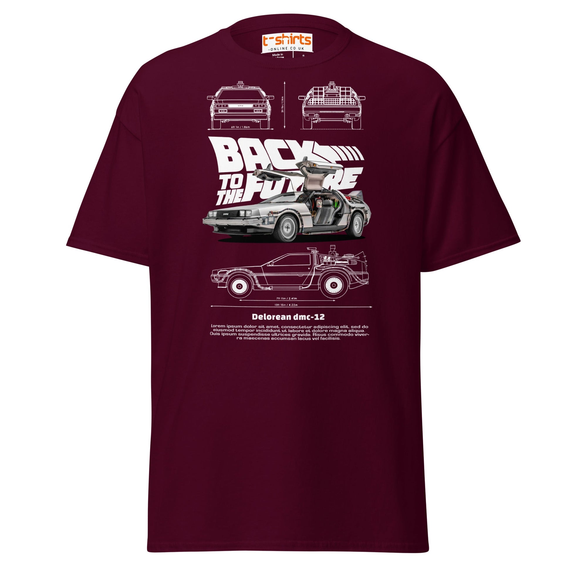 Back to the Future Delorean T-Shirt | Retro Car Tee - Maroon - T-Shirts Online
