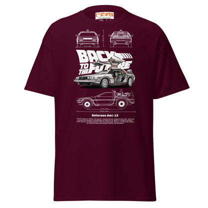 Back to the Future Delorean T-Shirt | Retro Car Tee - Maroon - T-Shirts Online