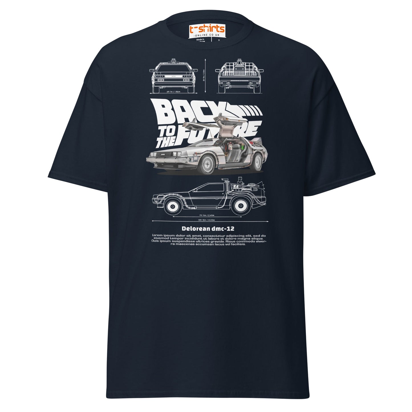 Back to the Future Delorean T-Shirt | Retro Car Tee - Navy - T-Shirts Online